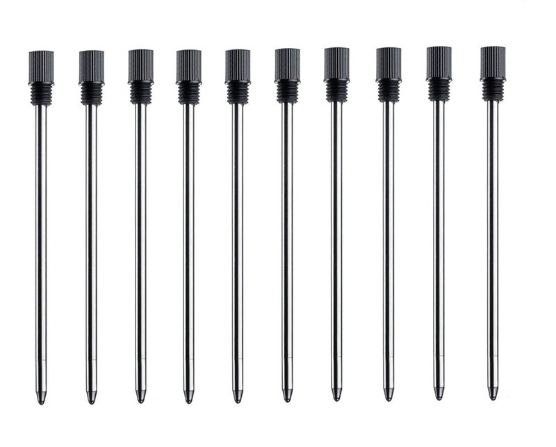 MengRan 2.75'' Ballpoint Pen Refills,Standard D1 Ballpoint Pen Refill (Remove Black Hat),Metal Refill,Black Ink,(Pack of 10) - Image 1